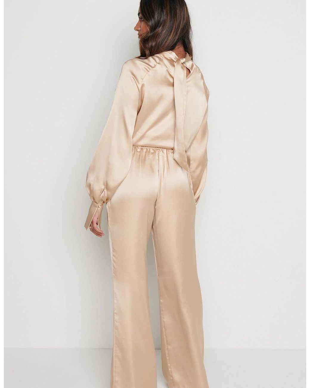 Pretty Lavish Natural Hailee Satin Trousers