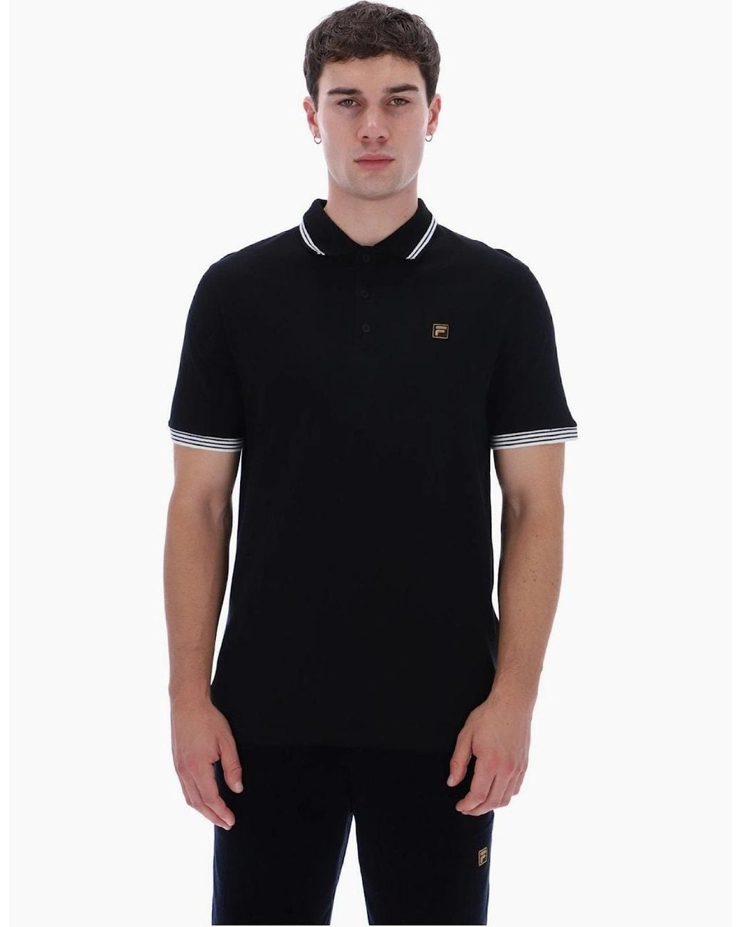 Fila Black Soren 3 Tipped Short Sleeve Polo Shirt for men
