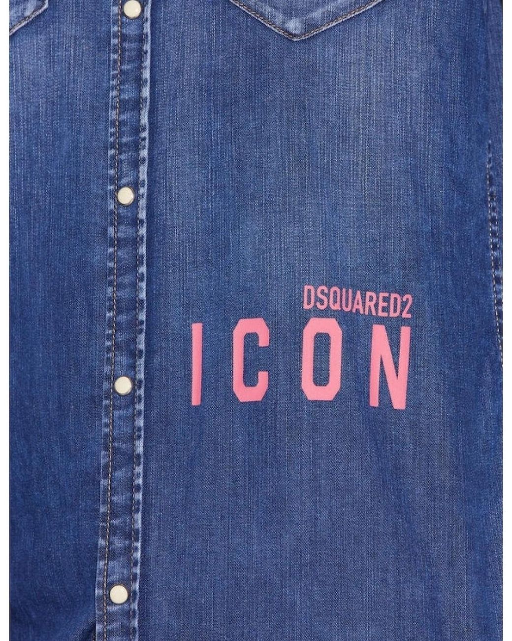 DSquared² Blue Icon Print Western Denim Shirt