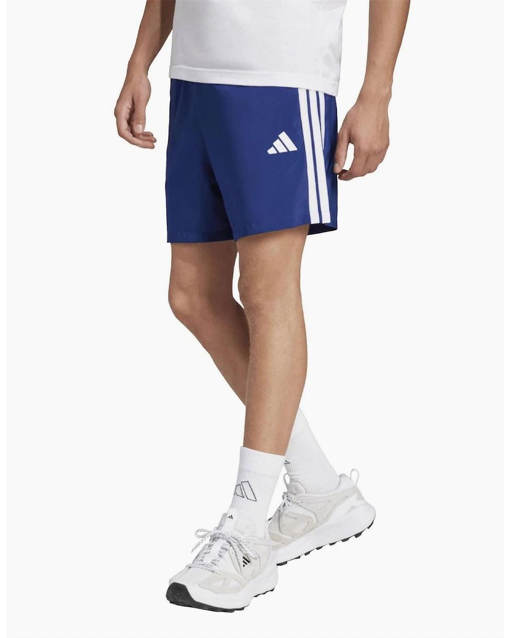 Adidas Blue Essentials 3 Stripes Shorts for men