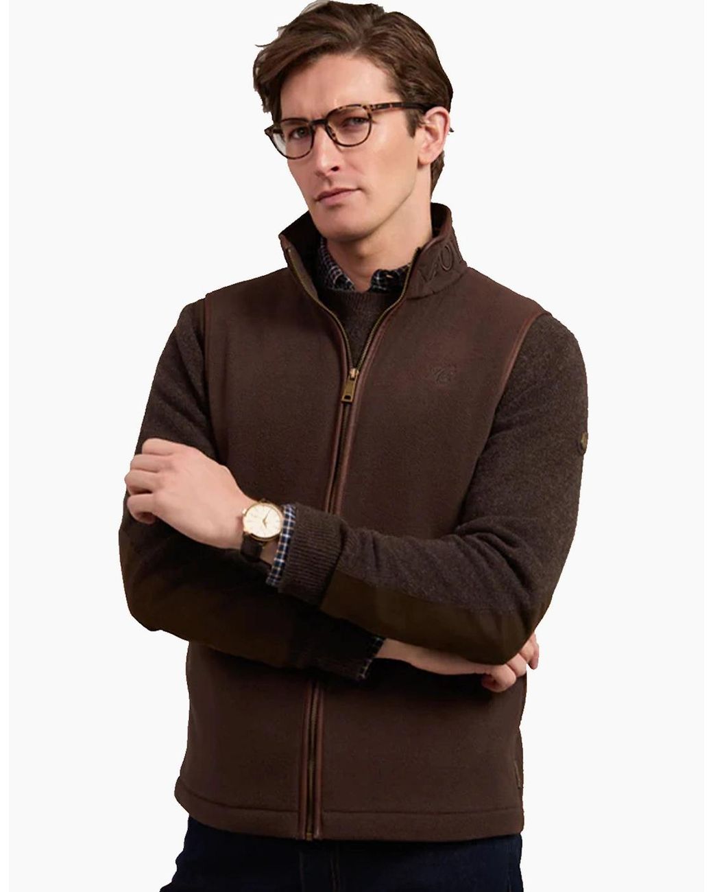 Holland Cooper Brown Country Fleece Gilet Chocolate for men