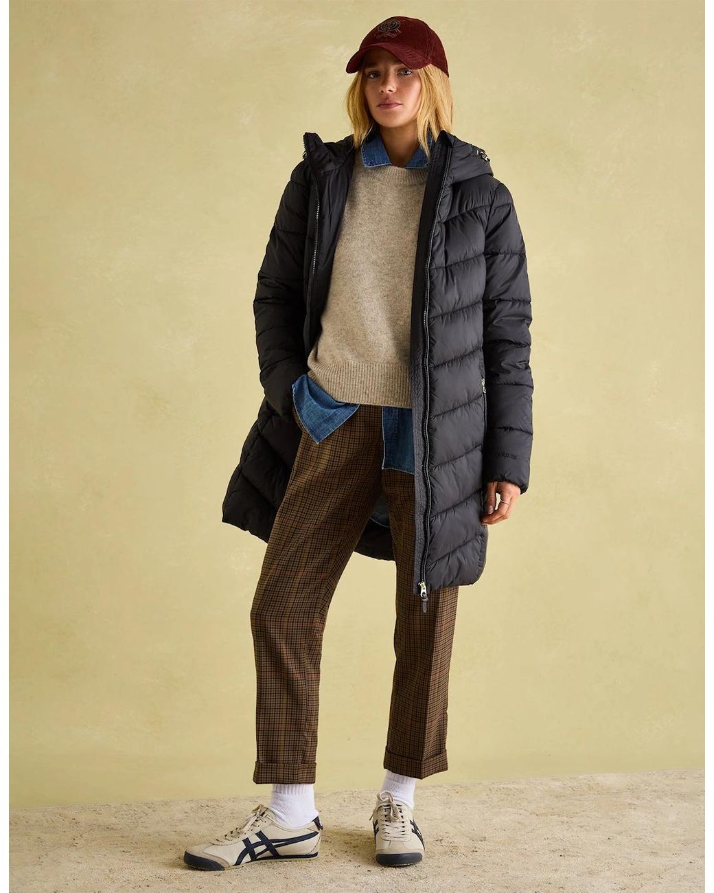 Joules Gray Moorsdale Mid Length Showerproof Padded Coat With Hood
