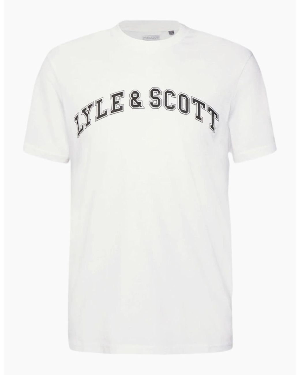 Lyle & Scott White Lyle & Scott Short Sleeve T Shirts Crew Neck Summer Logo Printed T Shirt for men