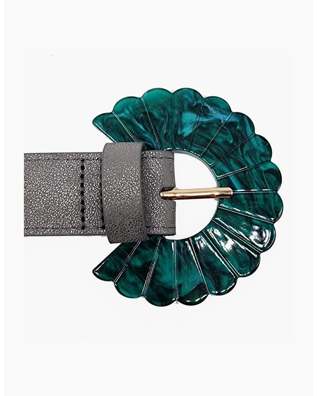 Nooki Design Gray Burlesque Fan Buckle Belt-Gunmetal