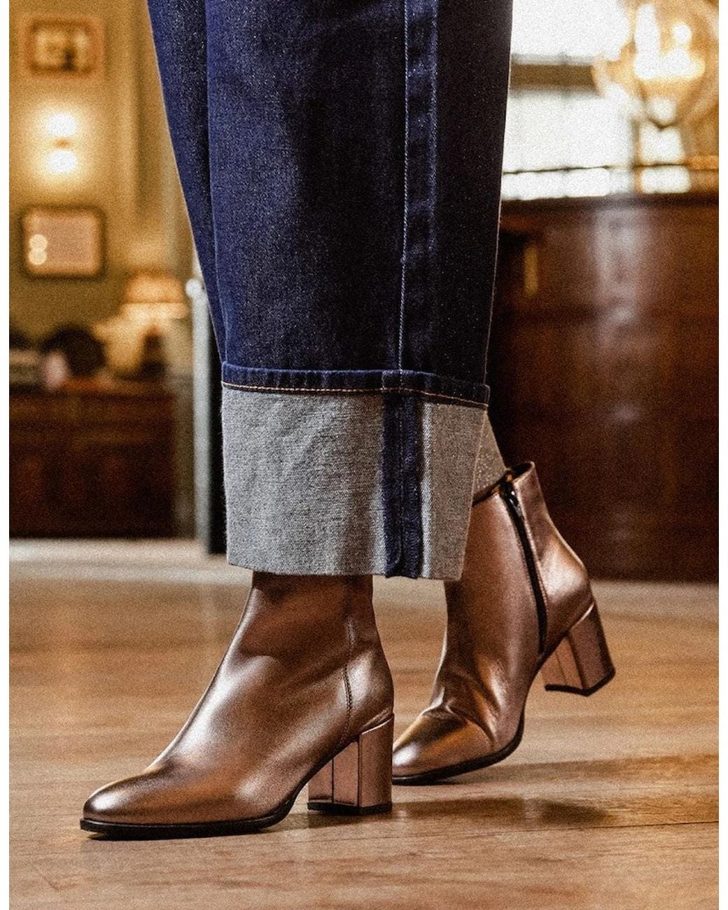 Hush Puppies Brown Claridy Boot Ankle Boots Metallic