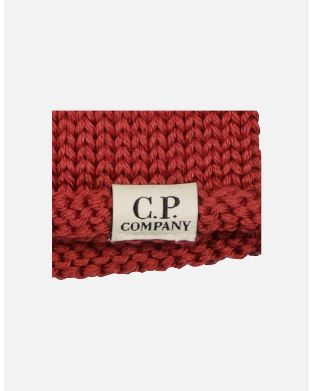 C P Company Red Knitted Goggle Ski Mask for men