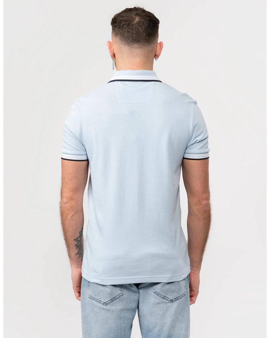 Boss Blue Boss Paddy Cotton-Piqué Polo Shirt With Contrast Logo for men