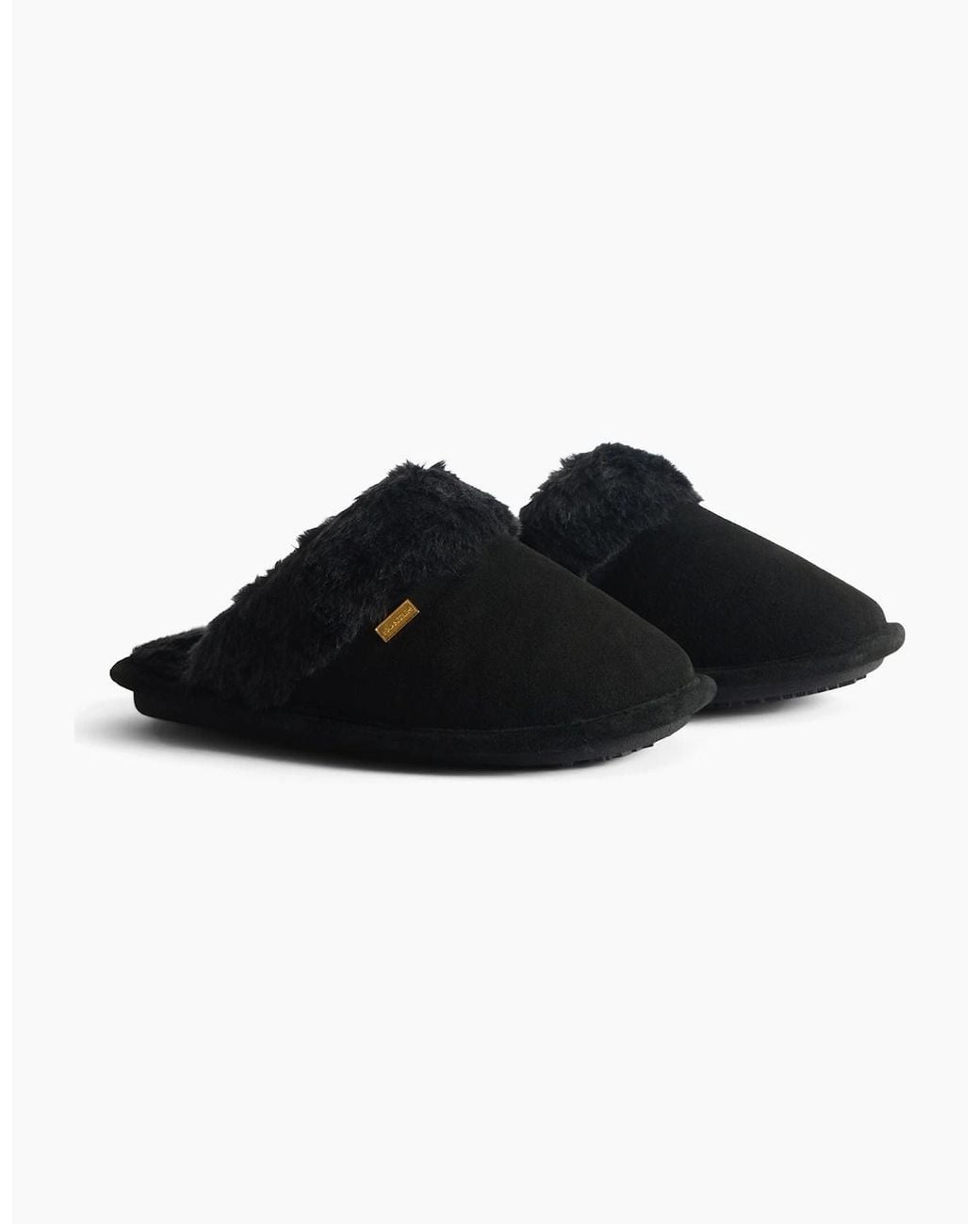 Hunter Black Mule Suede Slippers