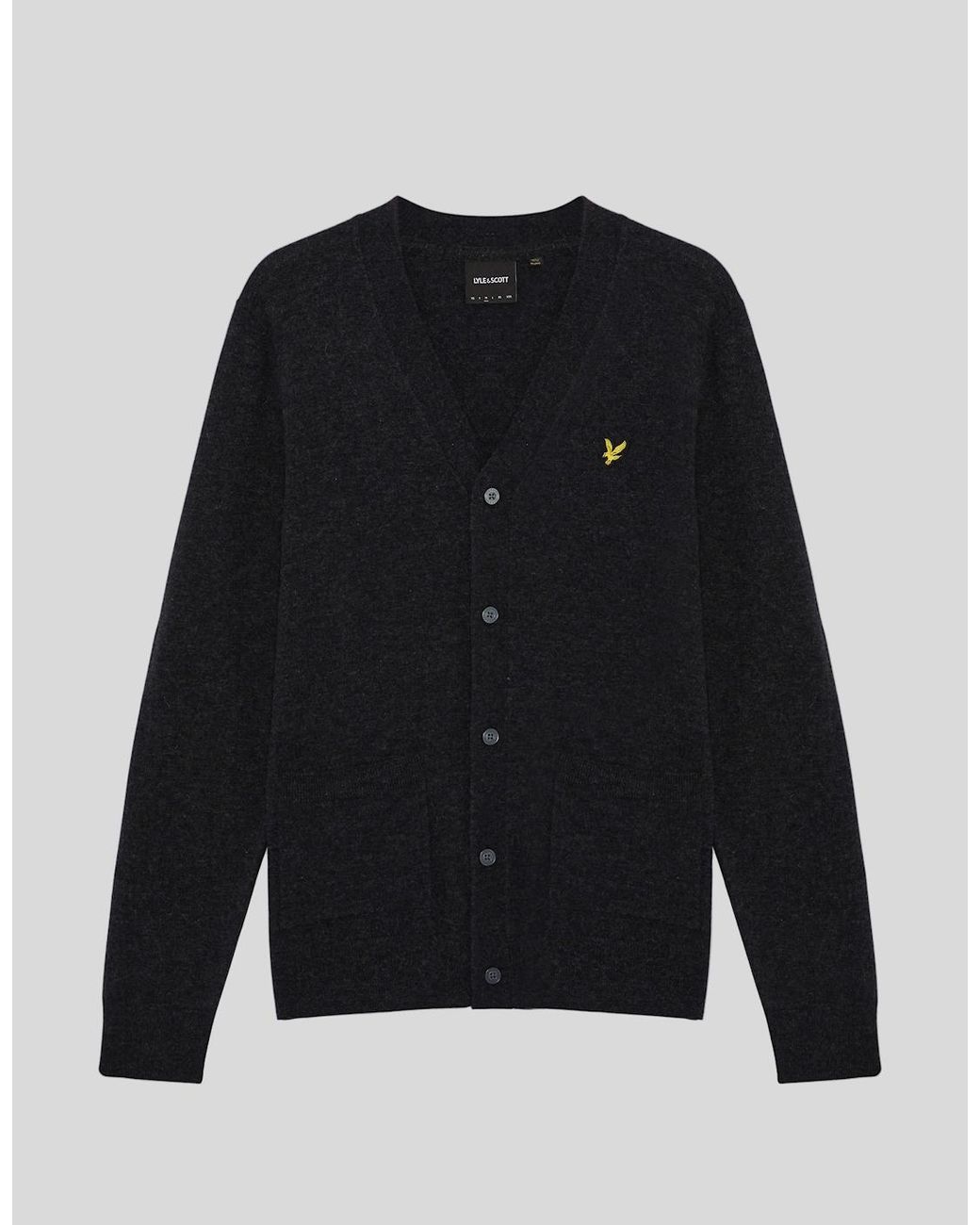 Lyle & Scott Gray Lambswool Blend V-Neck Cardigan for men