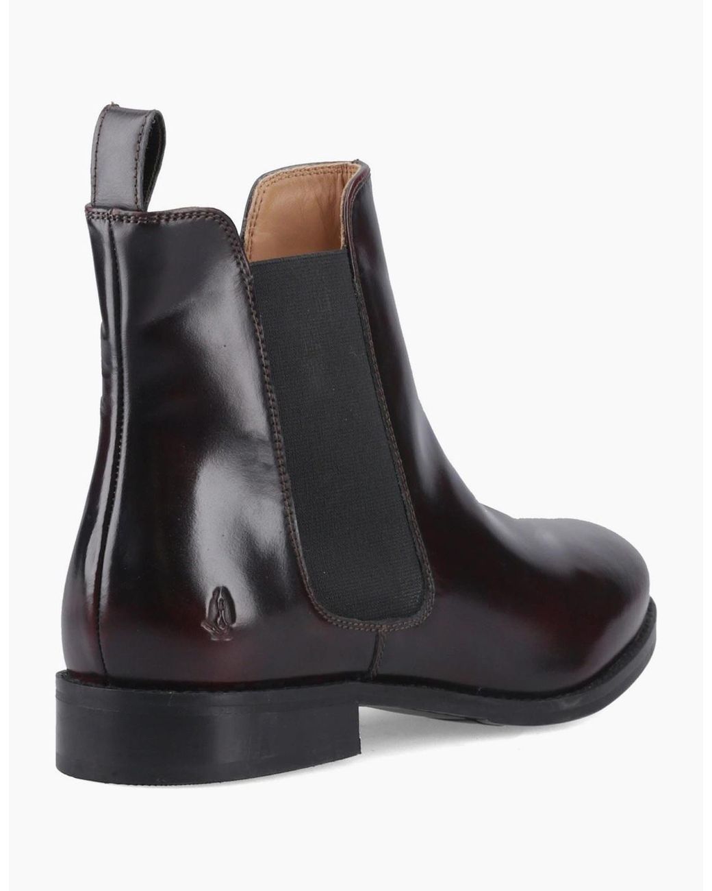 Hush Puppies Black Colette Leather Bordeaux Wide Fit Flat Chelsea Boots
