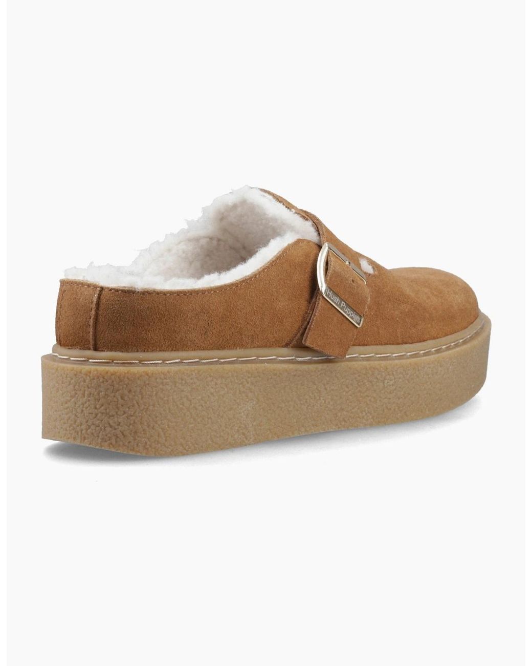 Hush Puppies Brown Blanche Fur Mules Slippers Tan