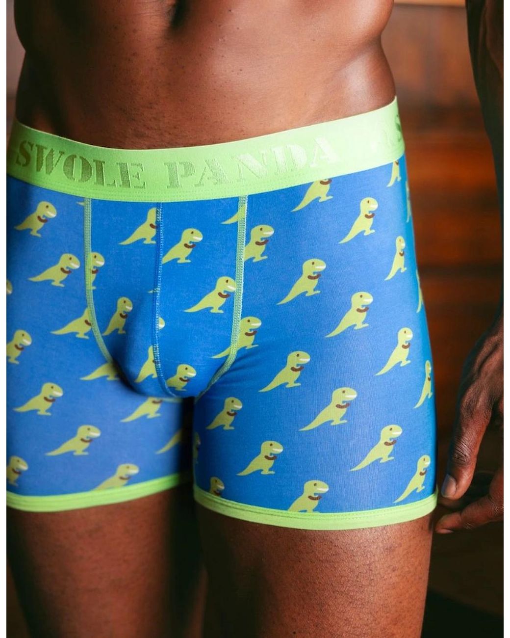 Swole Panda Green T-Rex Bamboo Boxer Brief for men