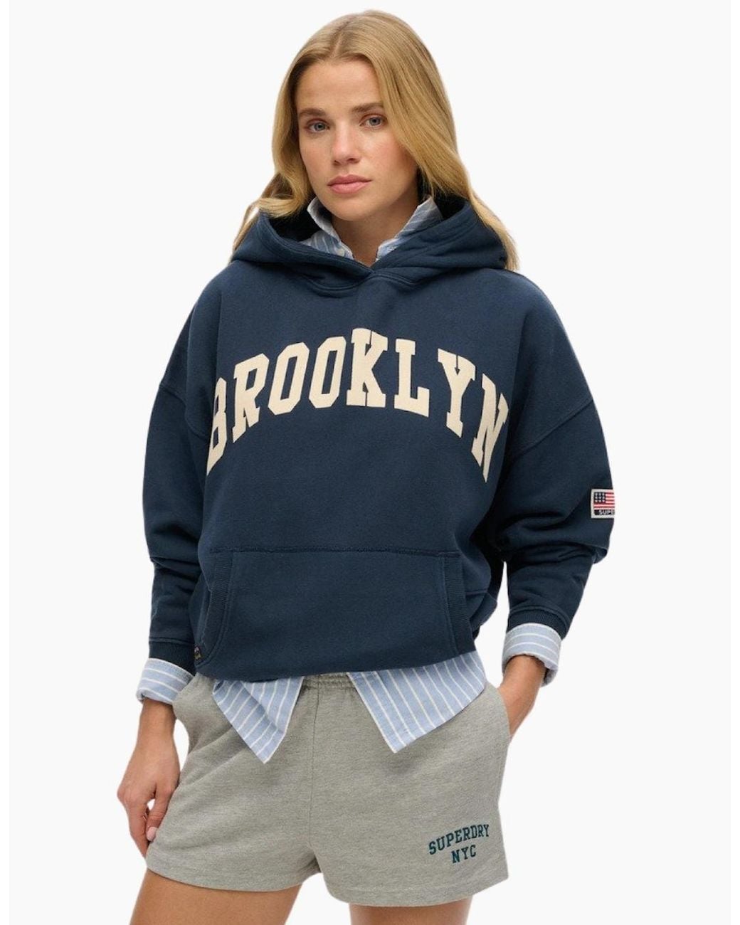 Superdry Blue Athletic Essentials Relaxed Hoodie