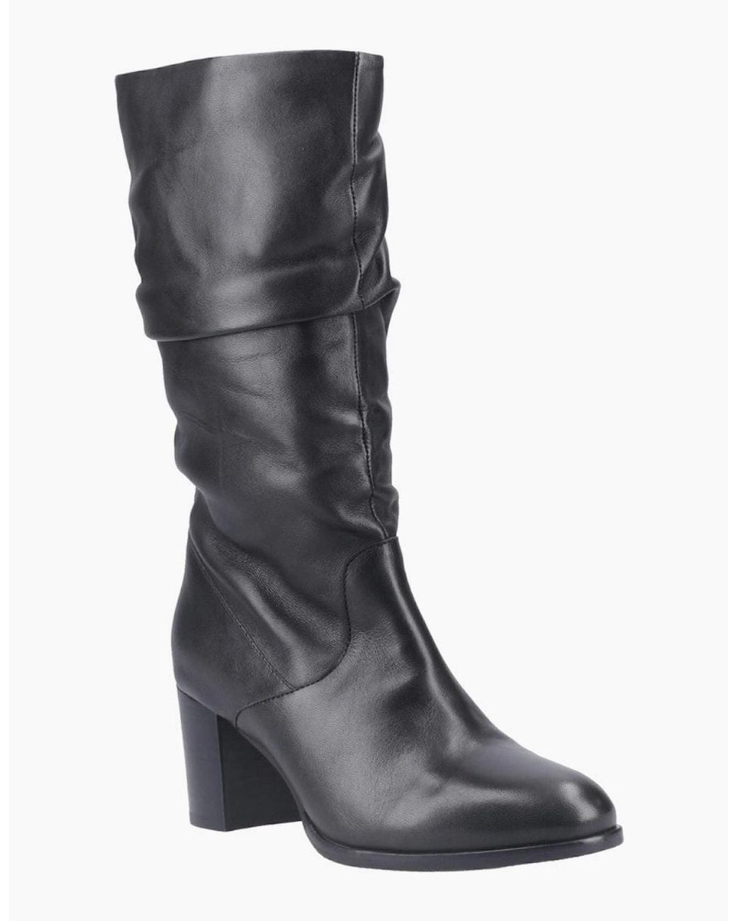 Hush Puppies Black Cosima Lthr Ruched Boot Tall Boots