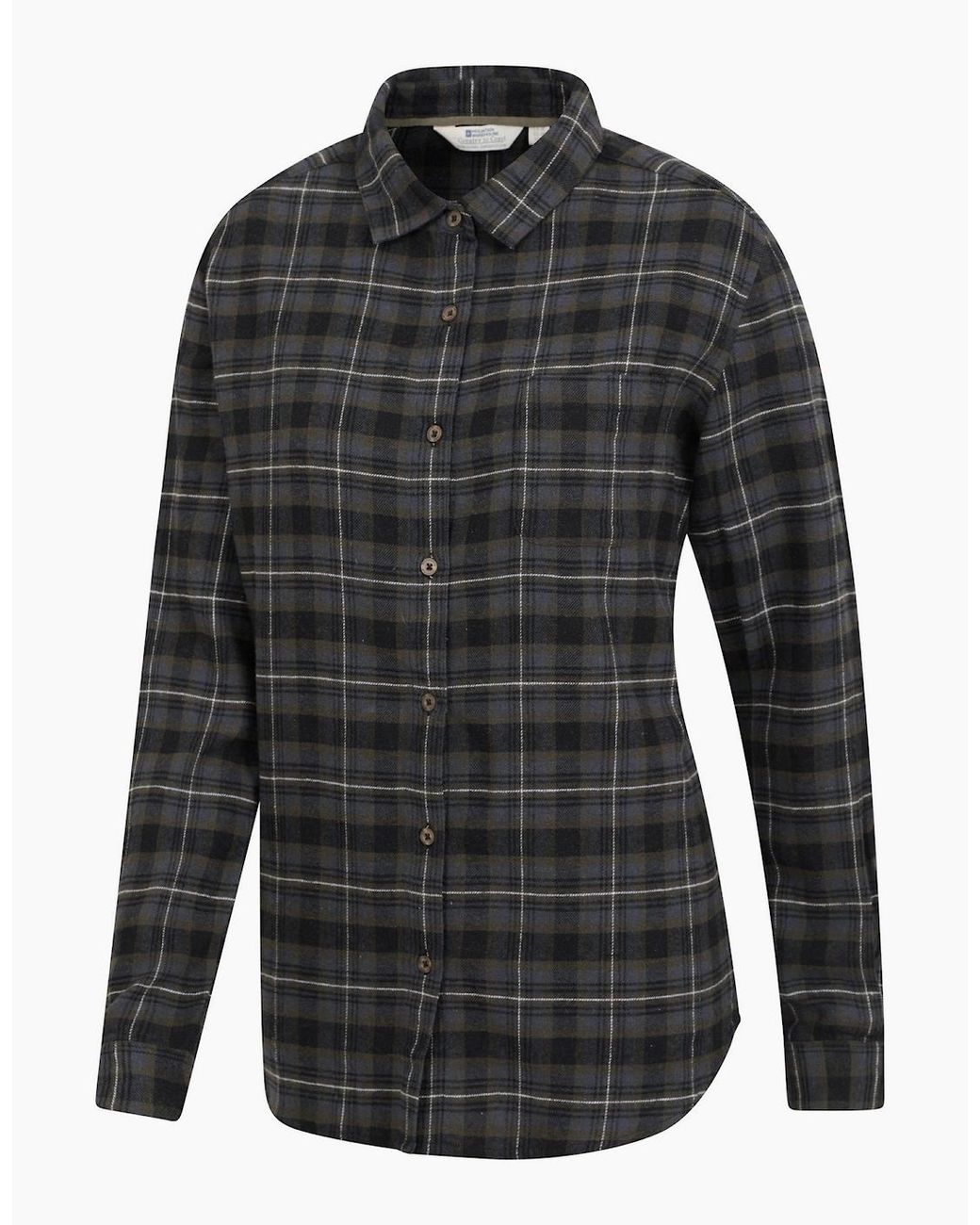 Mountain Warehouse Black Ladies Balsam Brushed Flannel Longline Shirt
