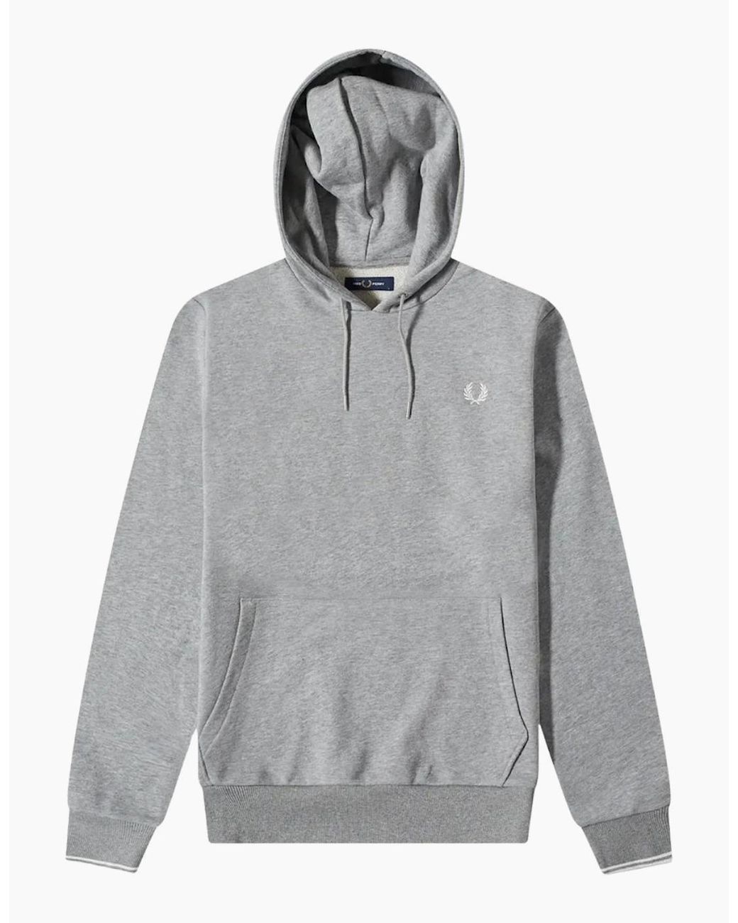 Fred Perry Gray Tipped Marl Hoodie for men