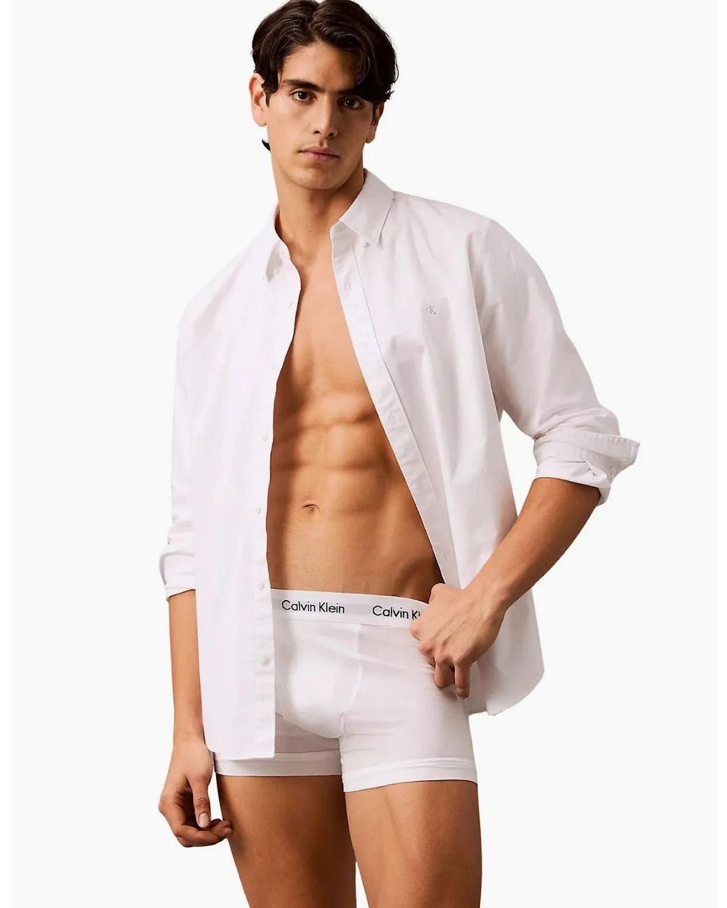 Calvin Klein Gray 3-Pack Icon Cotton Stretch 'Relaxed Dart' Boxer Trunks for men
