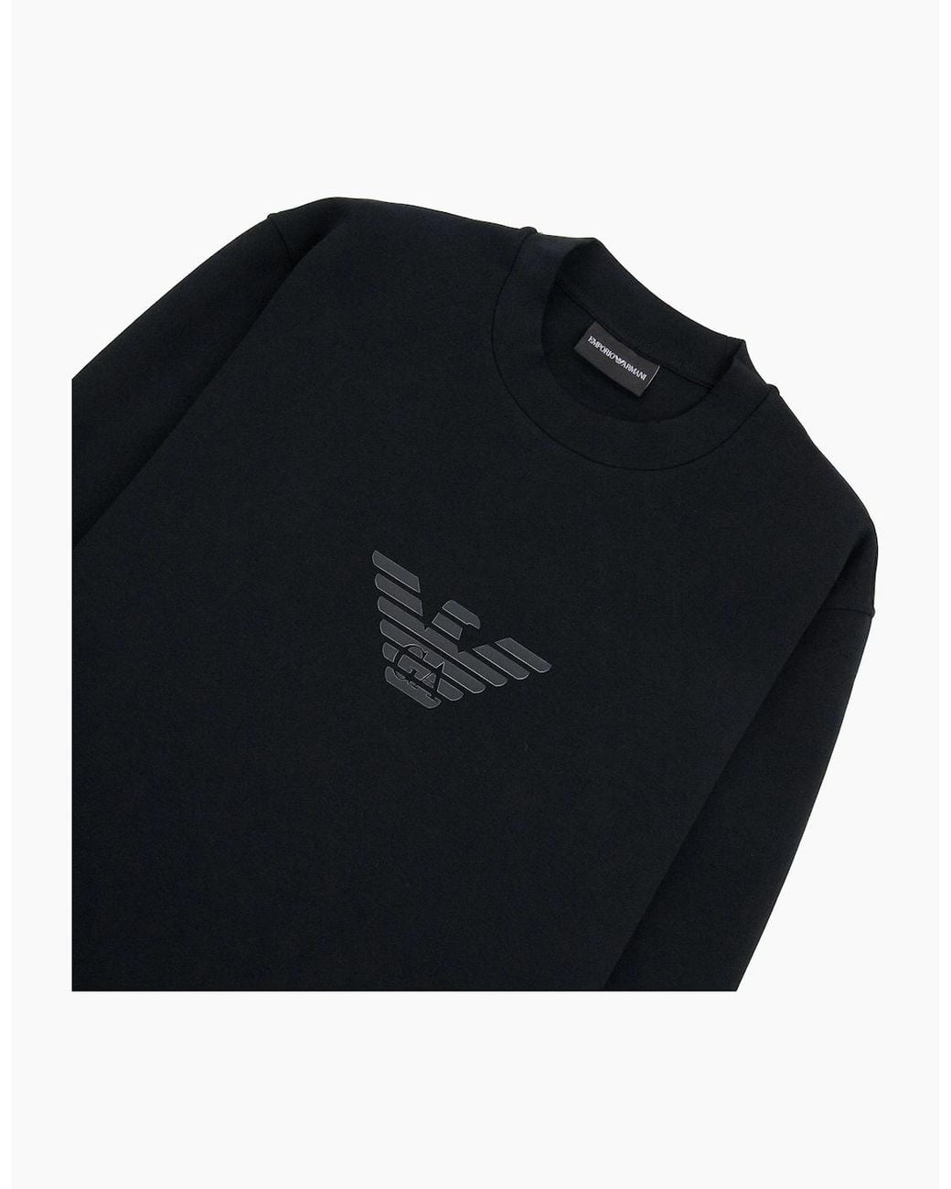 Emporio Armani Black Eagle Logo Double Jersey Sweatshirt for men
