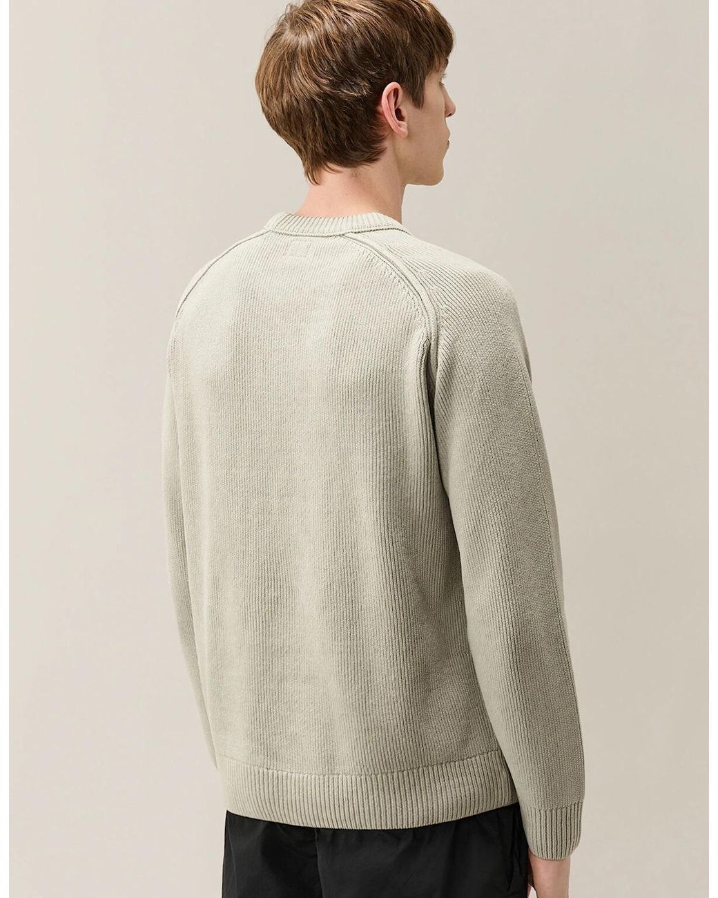 C P Company Natural Chenille Cotton Lens Sweater for men