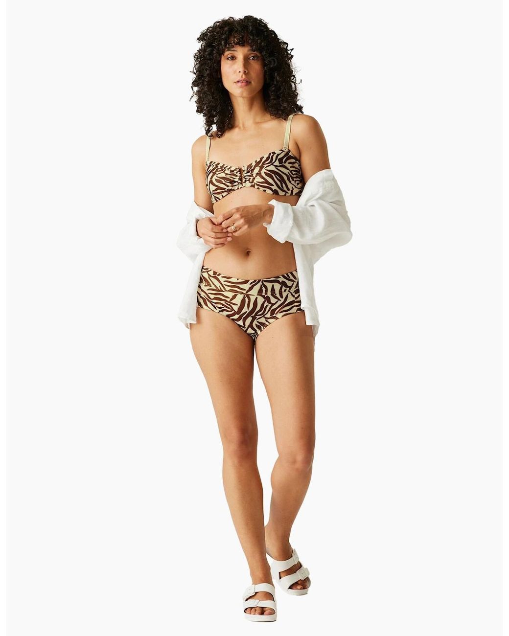 Regatta Natural Ladies Paloma Zebra Print Swim Briefs