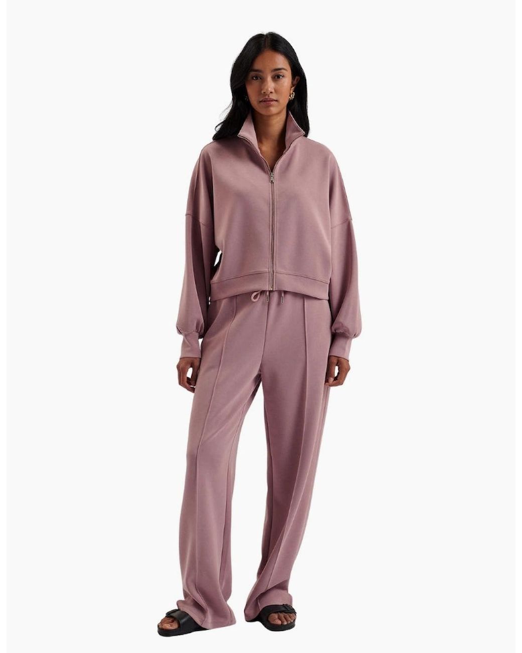 Ted Baker Pink Ted Bake Aurora Cupro Zip Through Funnel Neck Dusty Jumper