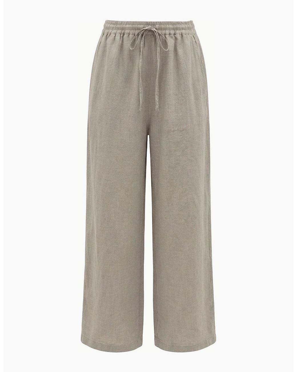 James Lakeland Natural Taupe Pure Linen Trousers