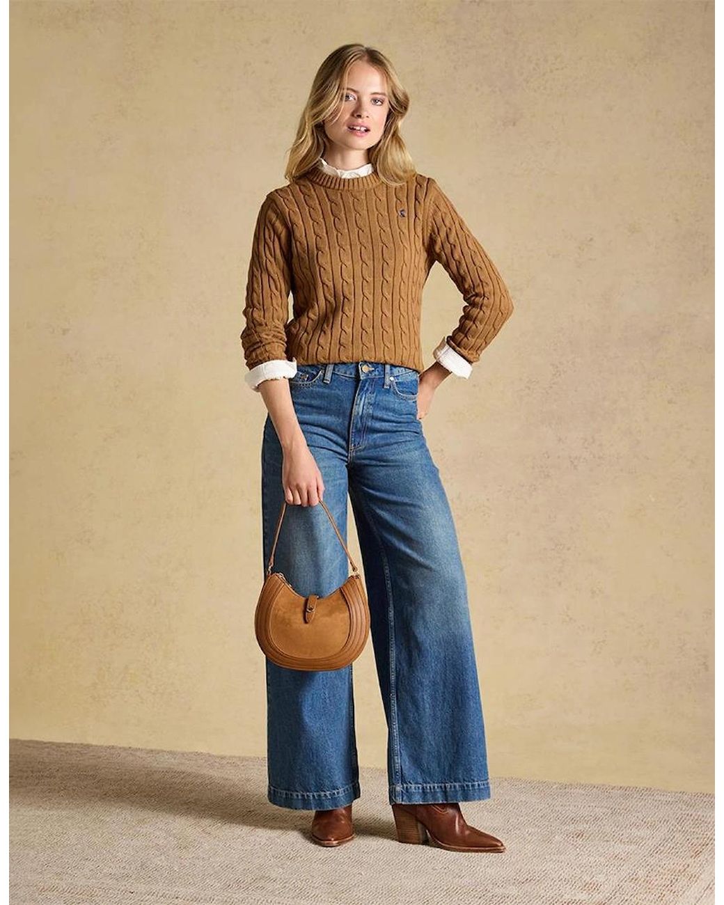 Joules Natural Classic Cable Jumpers Camel