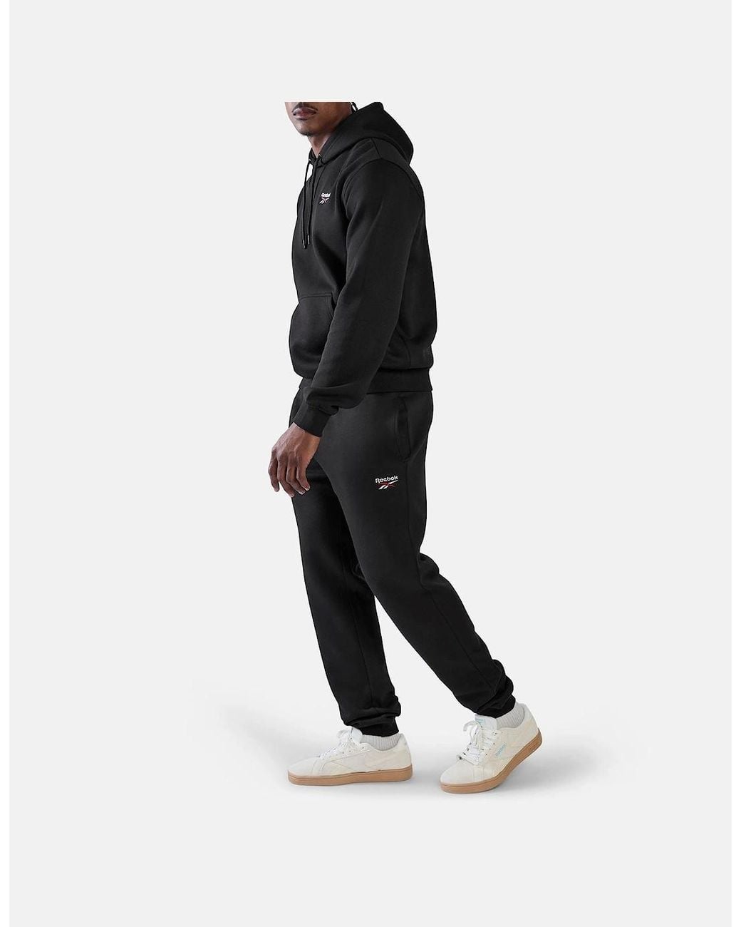 Reebok Black Id 2-Colour Logo Cuffed Joggers Cotton Joggers for men