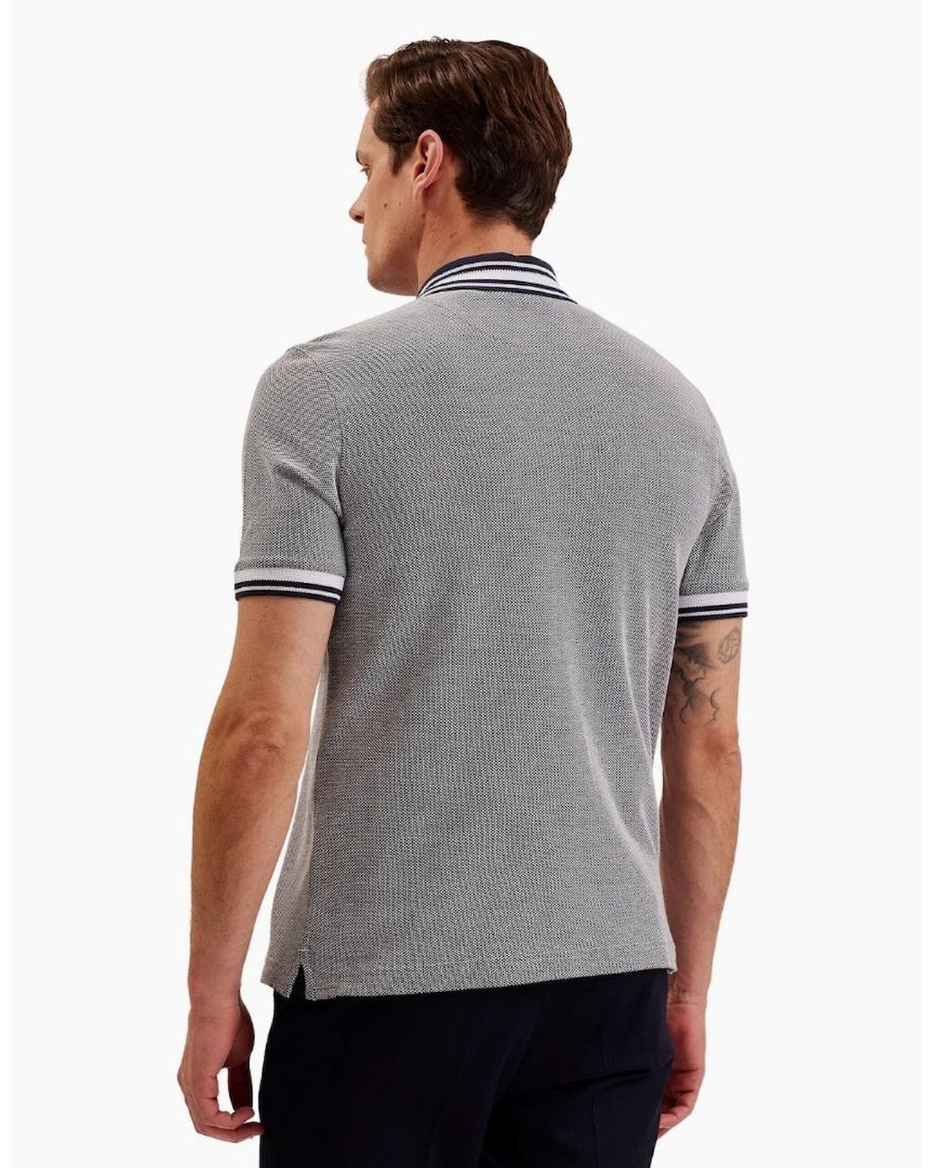 Ted Baker Gray Phenes Regular Fit Textured Polo Shirt for men