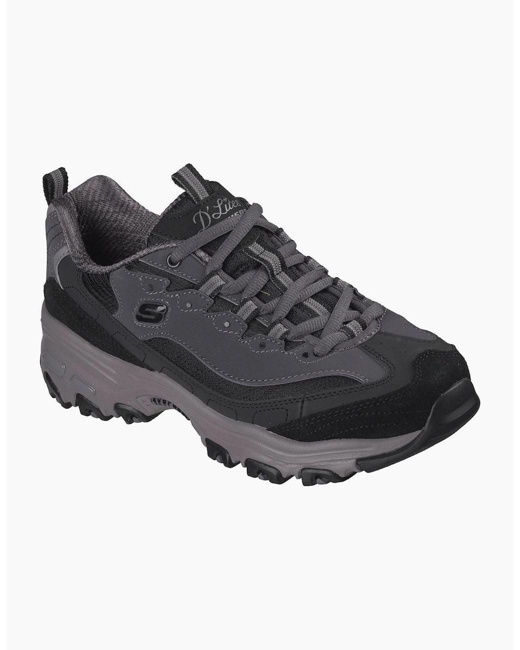 Skechers Black D'Lites Modern Classic Leather /Charcoal Trainers