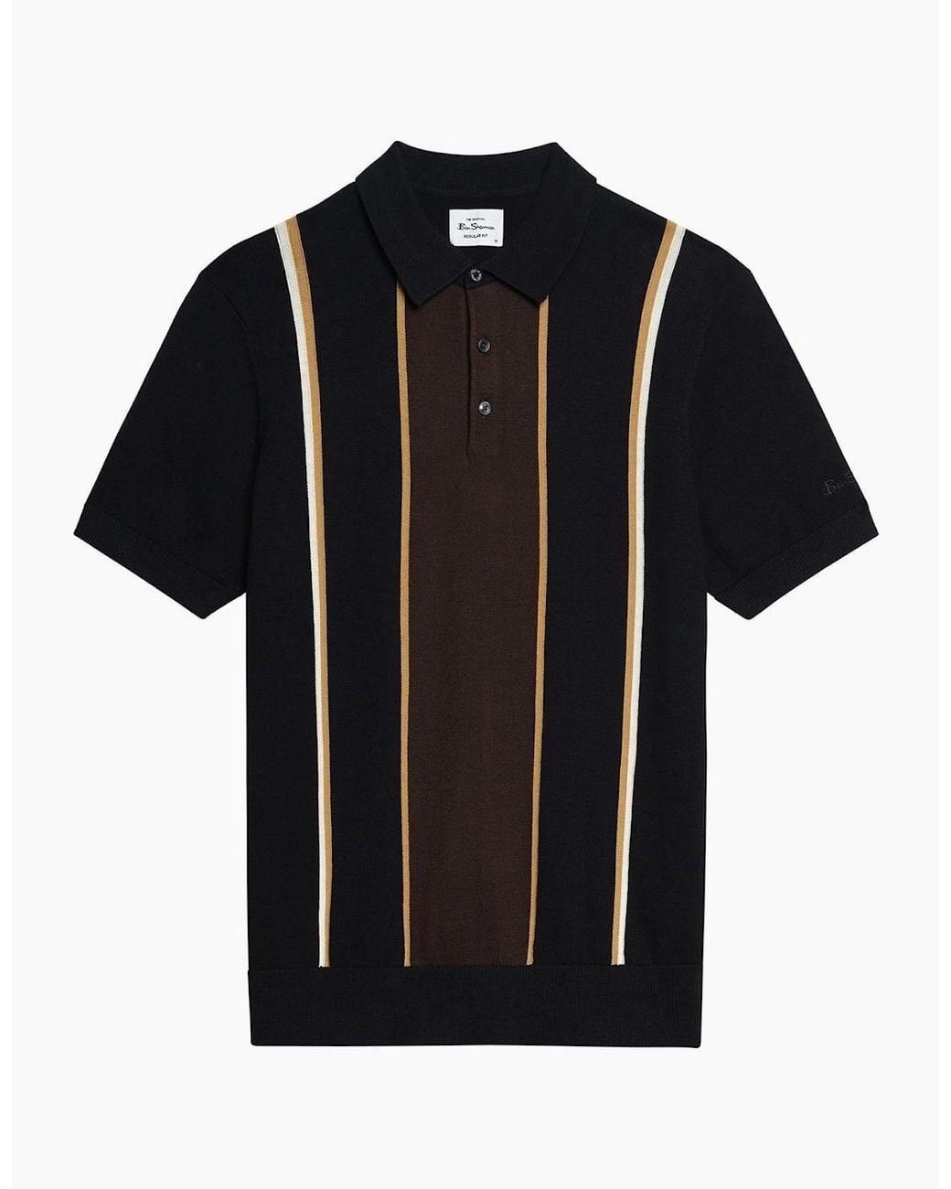 Ben Sherman Black Mod Stripe Short Sleeve Polo Shirt for men