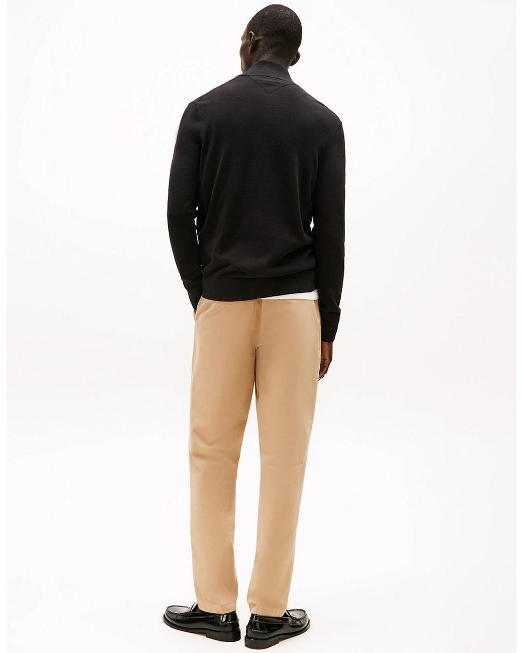 Tommy Hilfiger Black Essential Cotton 1/4 Zip Mock Sweatshirt for men