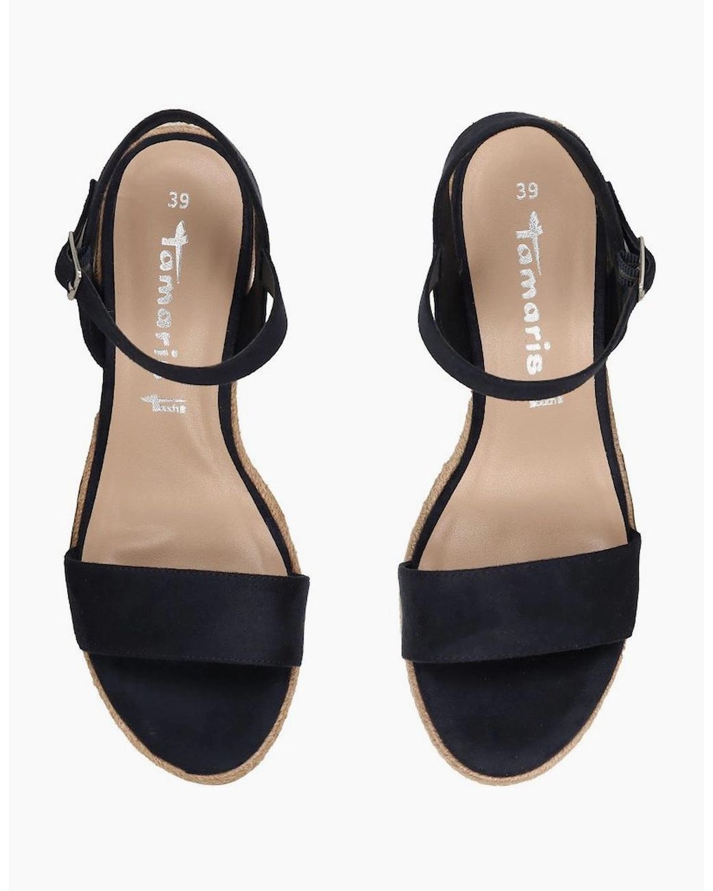 Tamaris Black Sweet Pea Wedge Heel Sandals