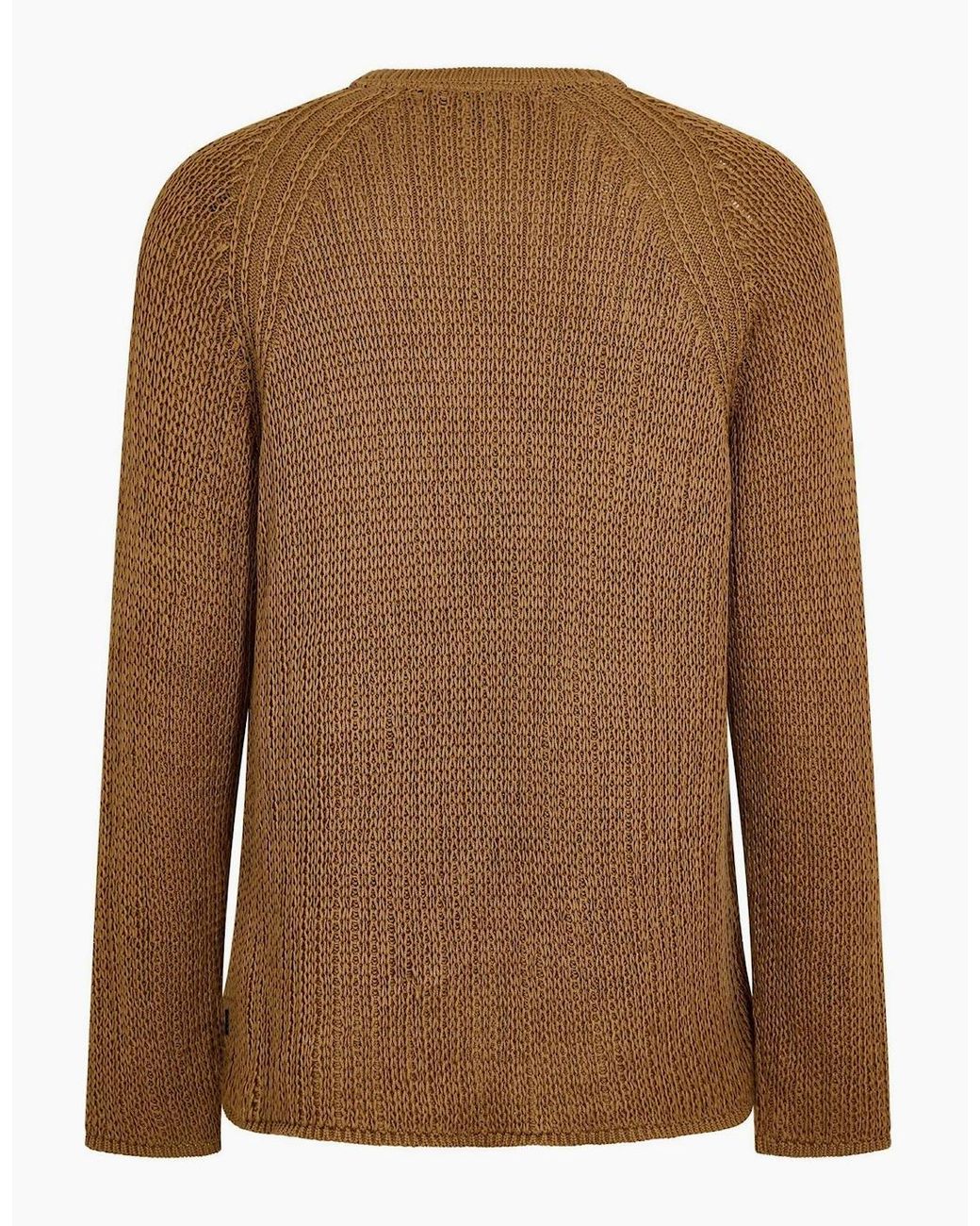 Boss Brown Crew Neck Raglan Sleeve Sweater for men