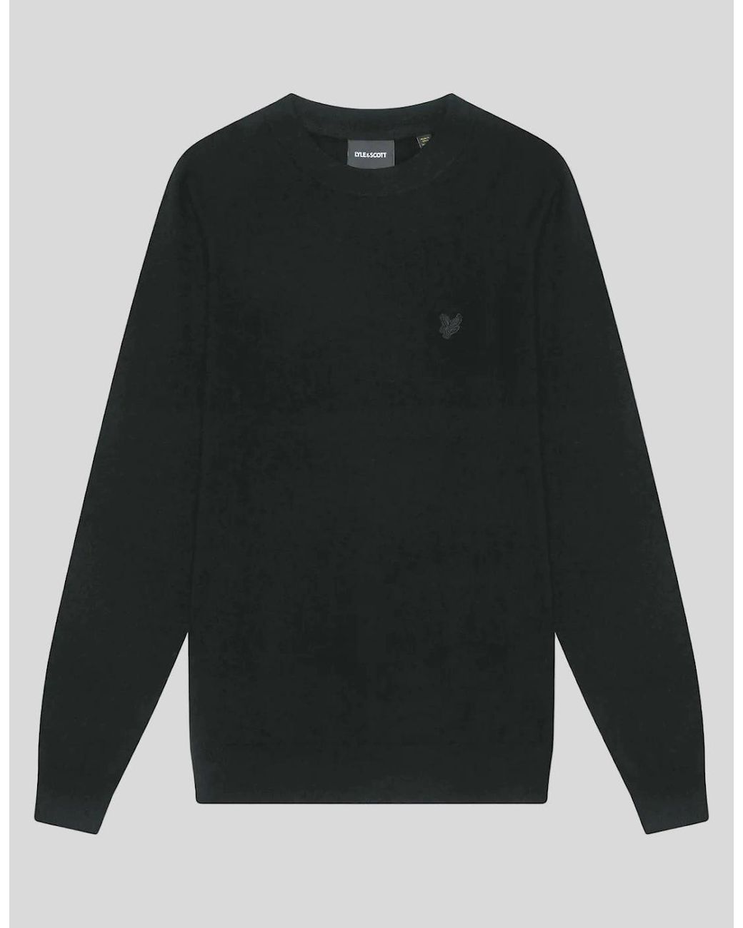 Lyle & Scott Black Pure Lambswool Crew Neck Jumper for men