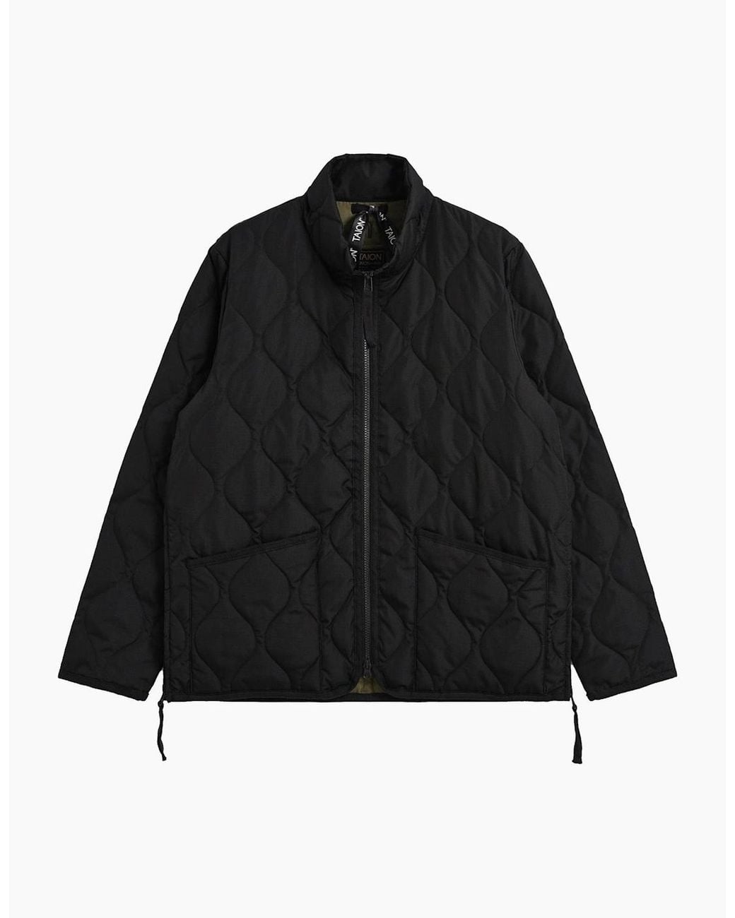 Taion Black Military High Neck Zip Down Jacket