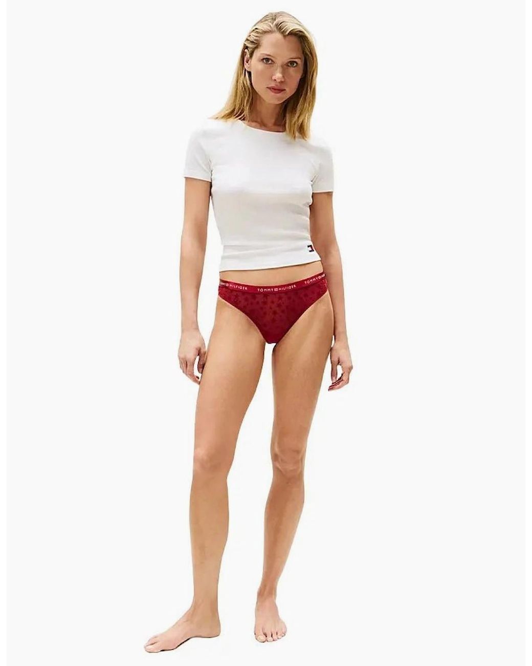 Tommy Hilfiger Red 3-Pack Mesh Stars Thongs Gift Set