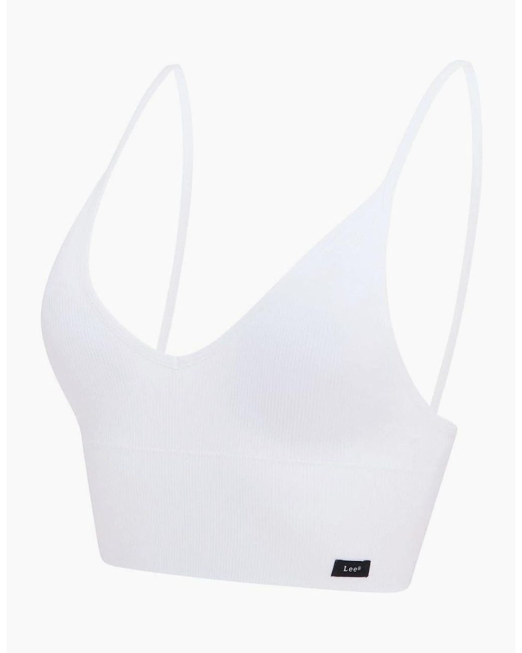 Lee Jeans White Flora V-Neck Slim Fit Crop Bra
