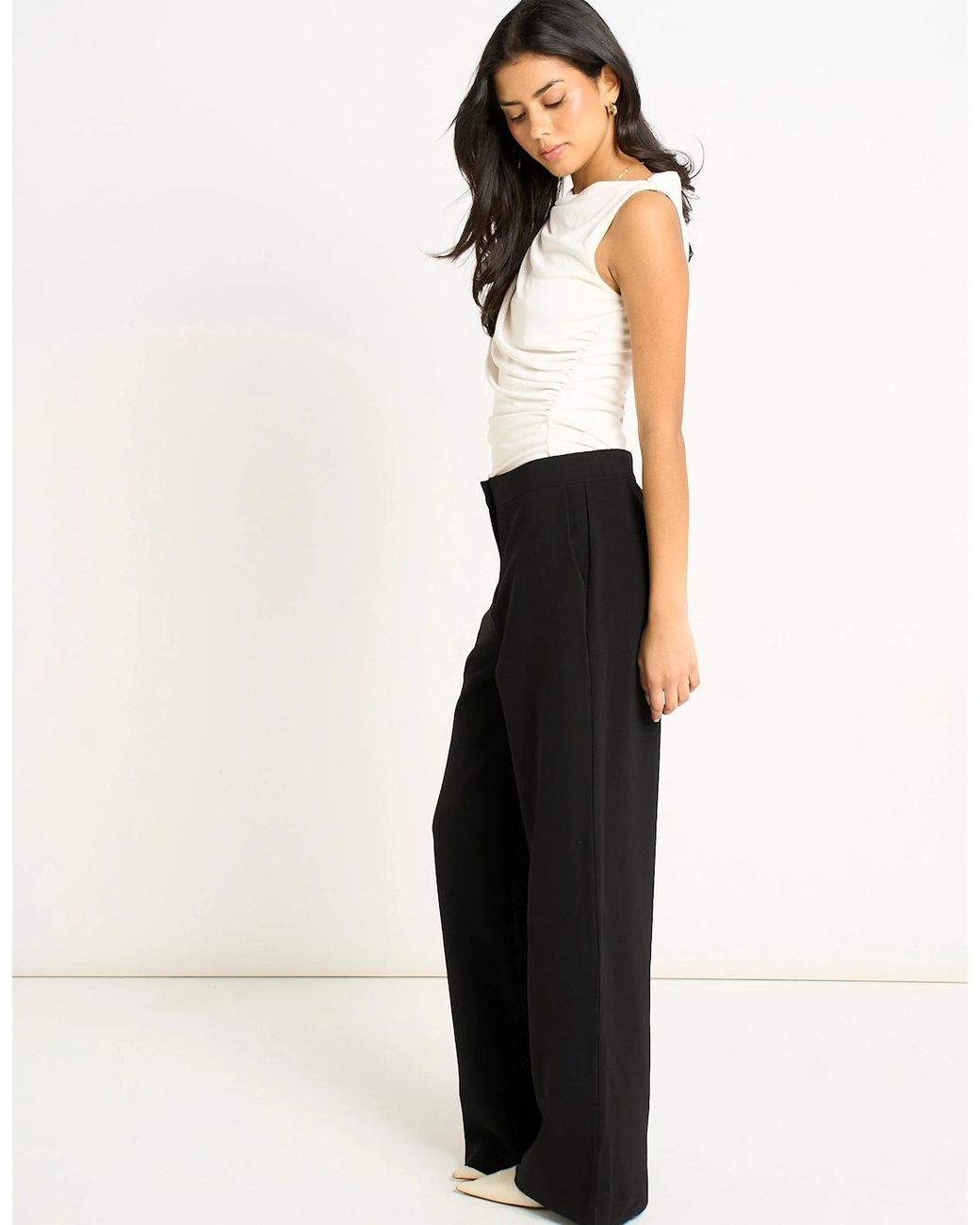 Gini London Black Wide Leg Tailored Trousers