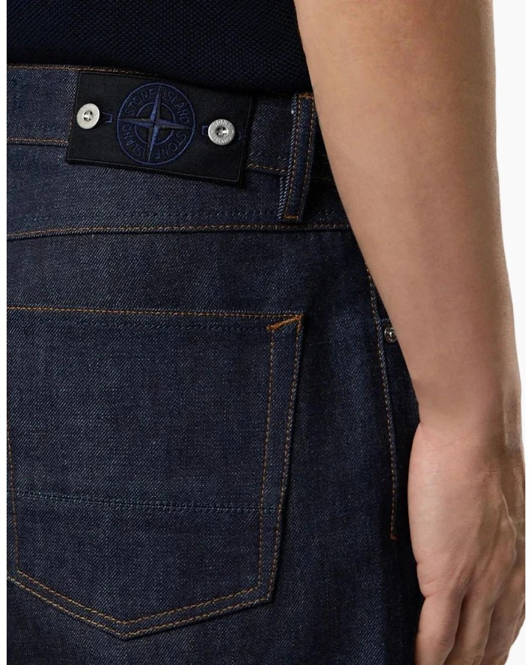 Stone Island Blue Denim-Raw Jeans for men