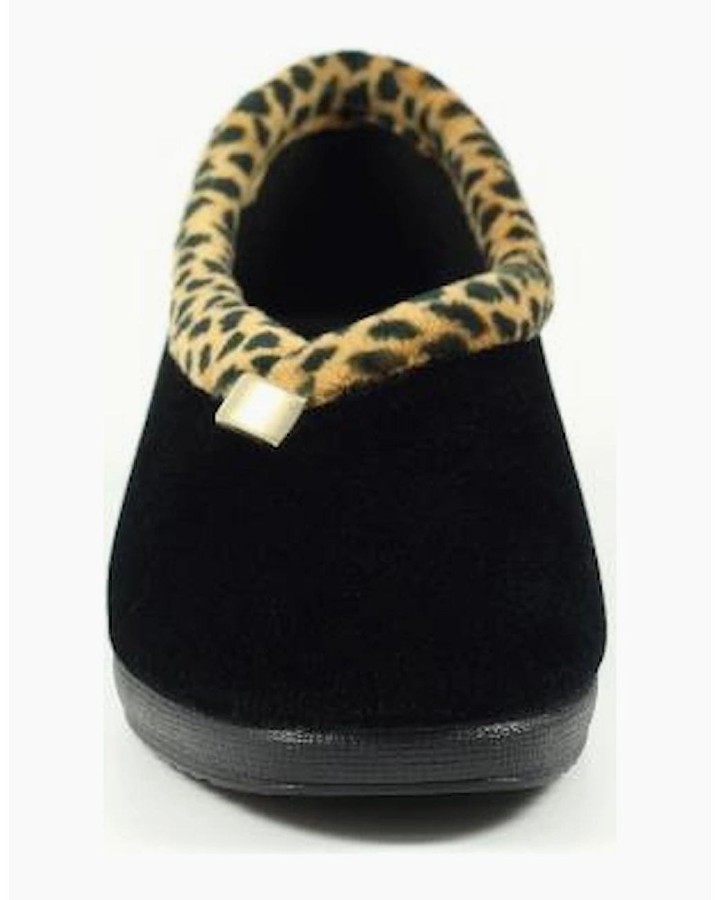 Lunar Black Paloma Ocelot Trim Slipper Kla005