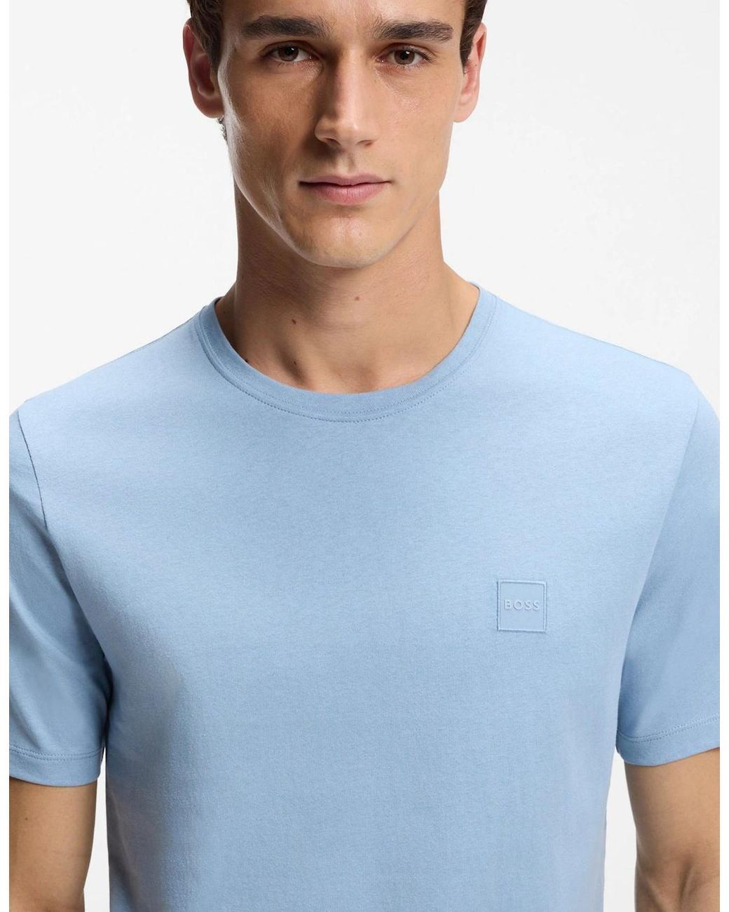 Boss Blue Boss Tales Cotton-Jersey T-Shirt With Logo Patch for men