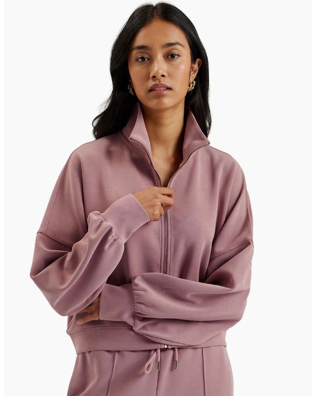Ted Baker Pink Ted Bake Aurora Cupro Zip Through Funnel Neck Dusty Jumper