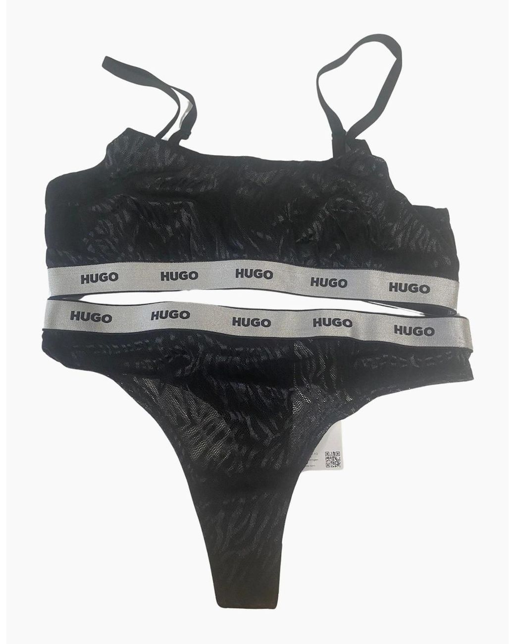 Boss Black Classic Logo Lace Bra & Thong Gift Set