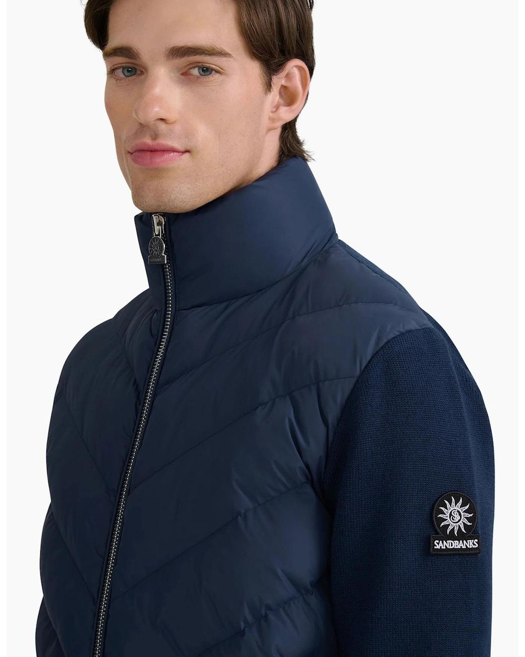 Sandbanks Blue Hybrid Puffer Cardigan for men