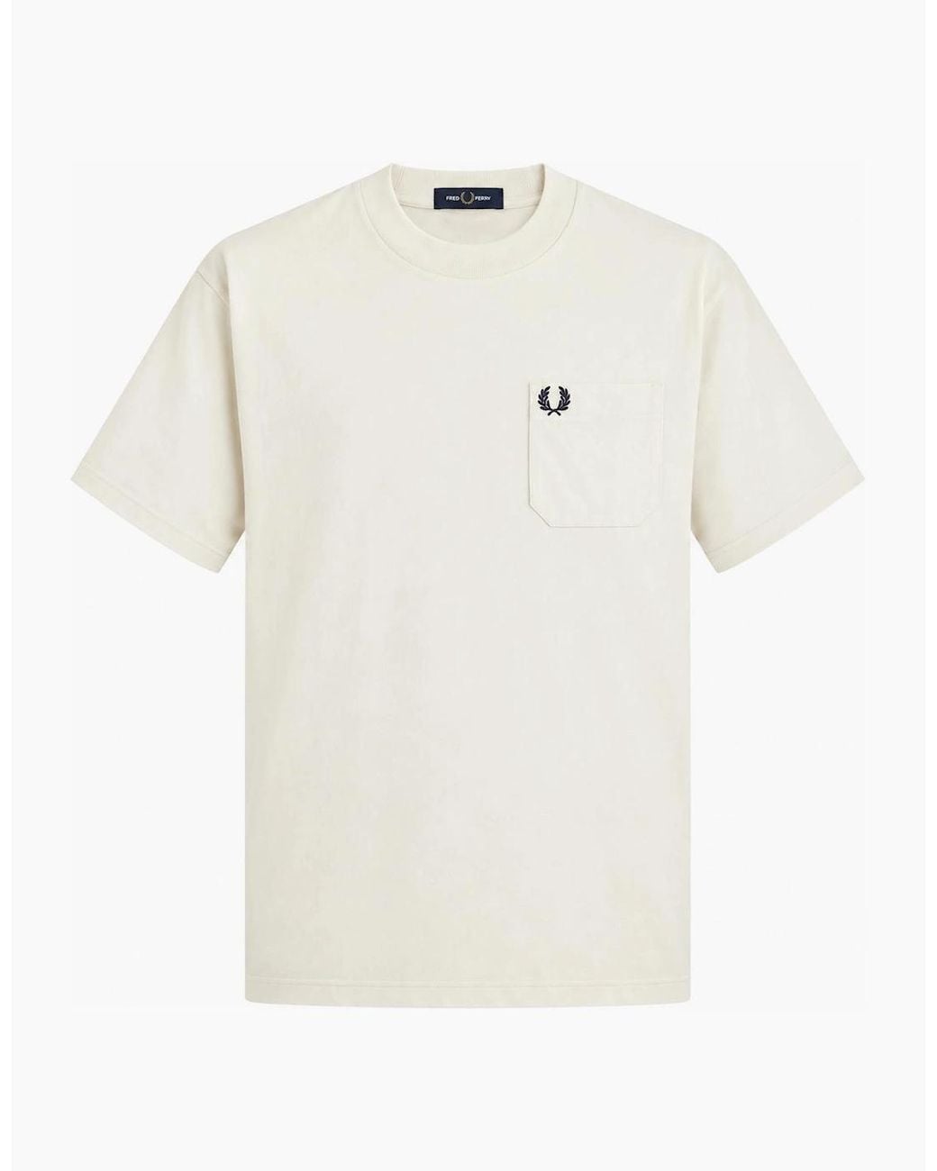 Fred Perry White Relaxed Pocket T-Shirt Ecru for men