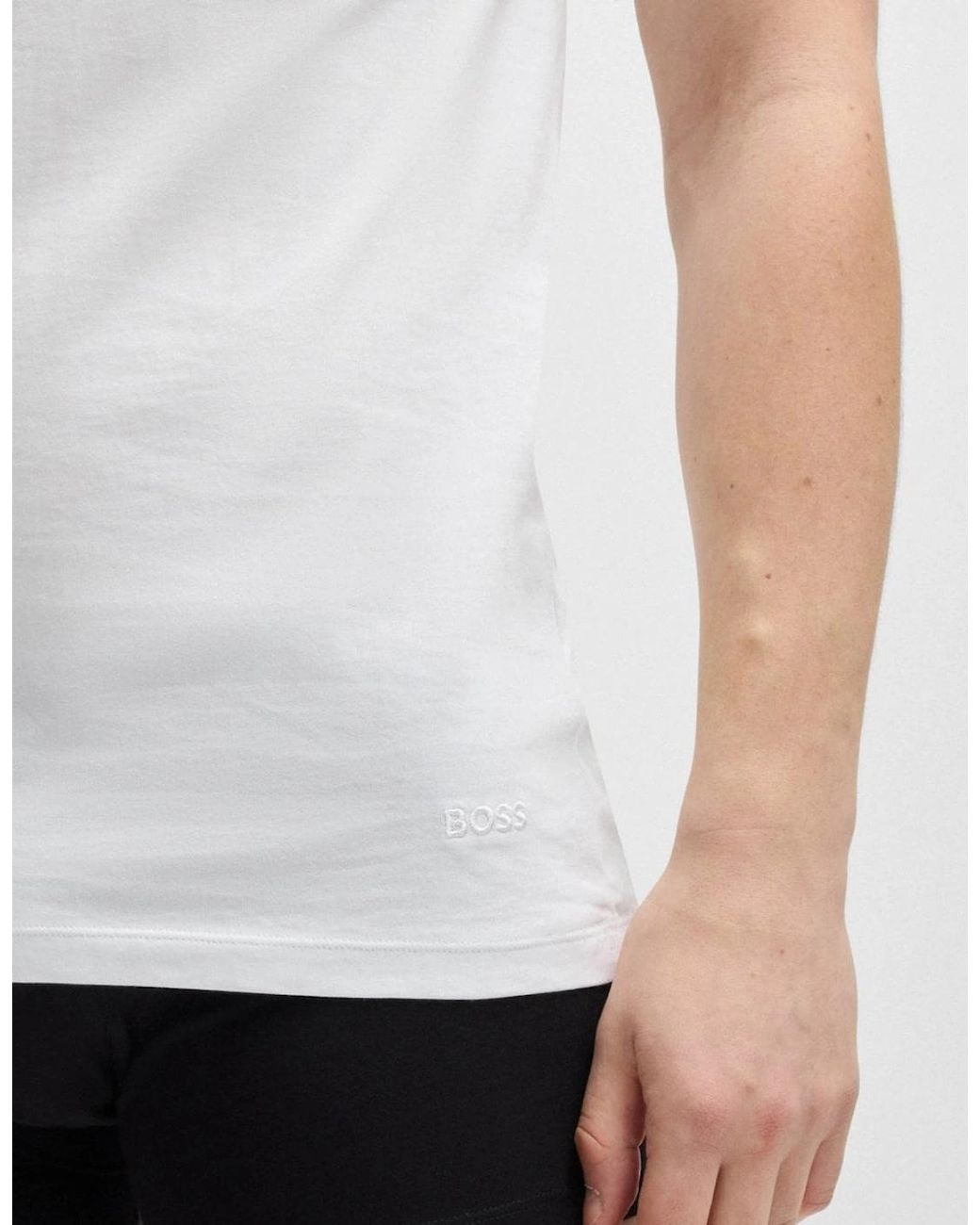 Boss White Boss Tanktop Classic 3 Pack Cotton Underwear Vests With Embroidered Logos for men