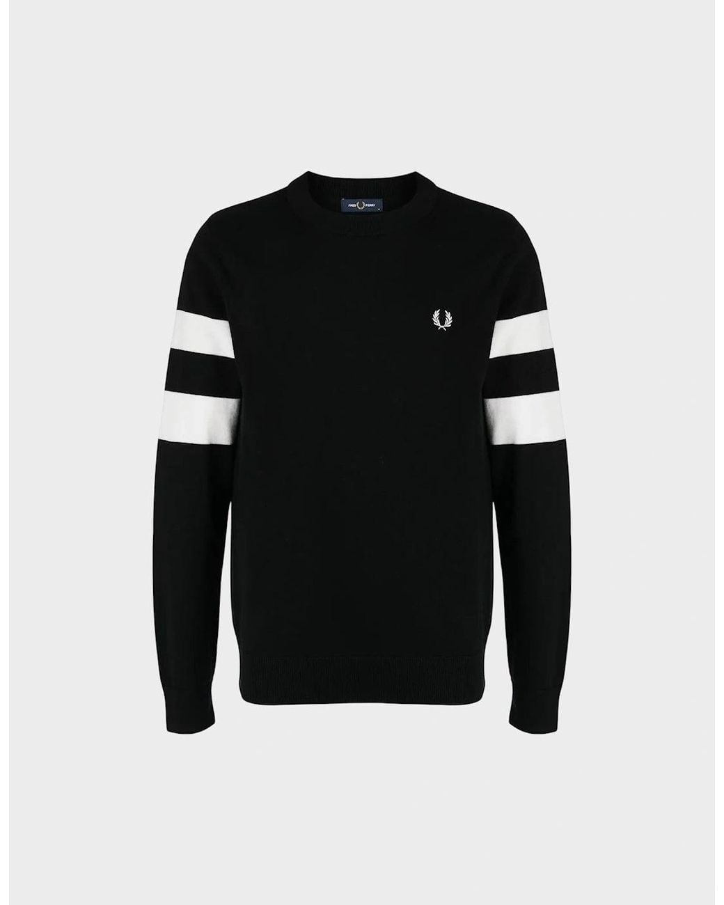 Fred Perry Black Ringer Embroidered Cotton Sweatshirt