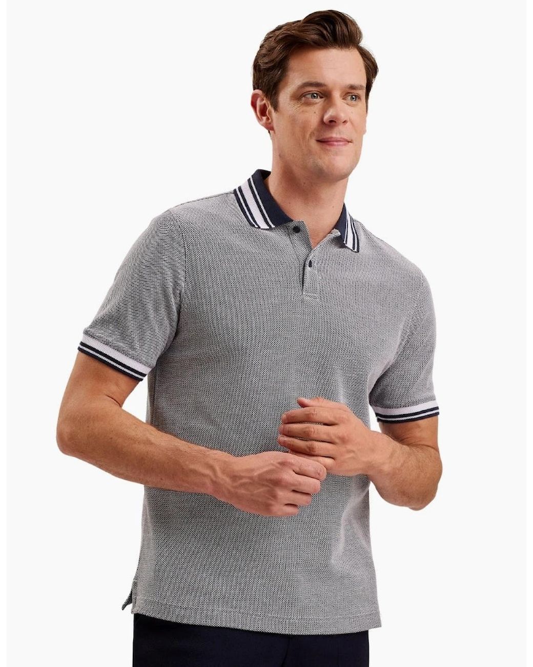 Ted Baker Gray Phenes Regular Fit Textured Polo Shirt for men