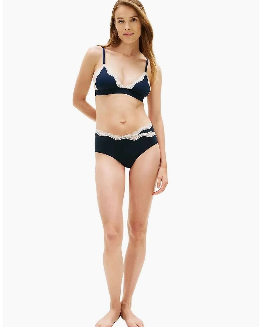 Tommy Hilfiger Blue Th Micro Lace Triangle Bra, Dark Night